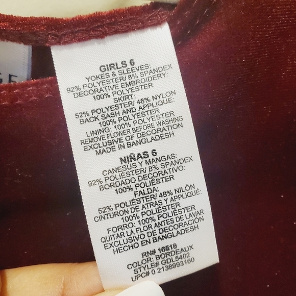 GEORGE Red Velvet Girls  formal dress size 6 - Picture 4 of 11